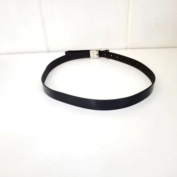 Michael Kors Black Patent Leather Belt With Silver Buckle - Picture 2 of 4